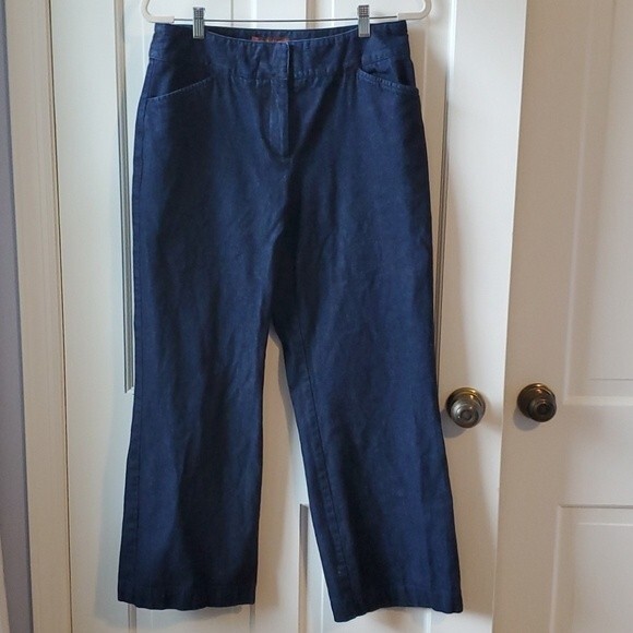 ORVIS DARK HIGH RISE WIDE LEG JEANS SIZE 10 SHORT 100% COTTON VINTAGE VIBES - Picture 1 of 8